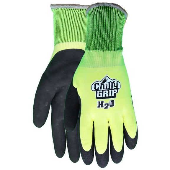 Red Steer A324 H2O Waterproof Thermal-lined Black/Hi-Vis Medium Full Fingered Work & General Purpose Gloves - Nitrile Over Dip Coating