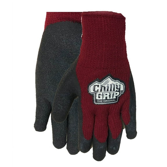 Red Steer Chilly Grip A311BG Women's Heavyweight Thermal-Lined Foam Latex Gloves, Maroon/Black [PRICE is per PAIR] Size Medium