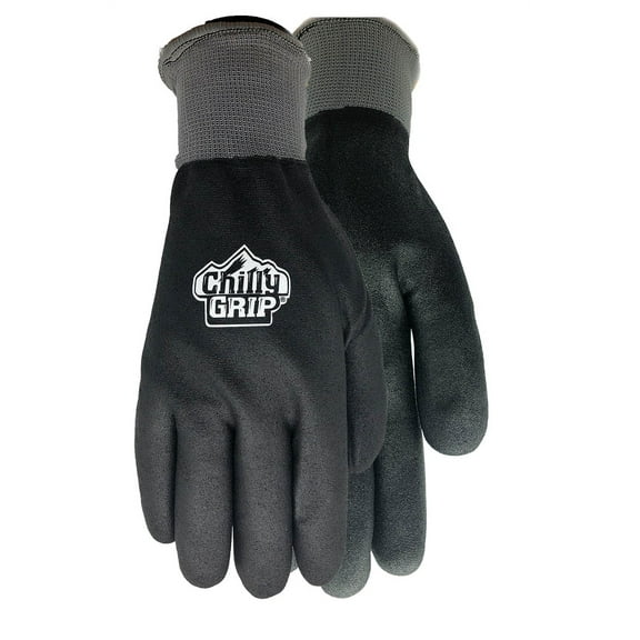 Red Steer, Chilly Grip A321 Waterproof Dip Gloves, Black and Gray, Thermal Knit Liner, Excellent Grip, Size Large, Sold Per Pair