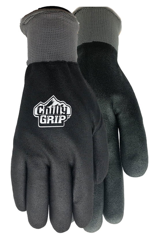 , Chilly Grip A321 Waterproof Dip Gloves, Black and Gray, Thermal Knit Liner, Excellent Grip, Size Medium, Sold Per Pair