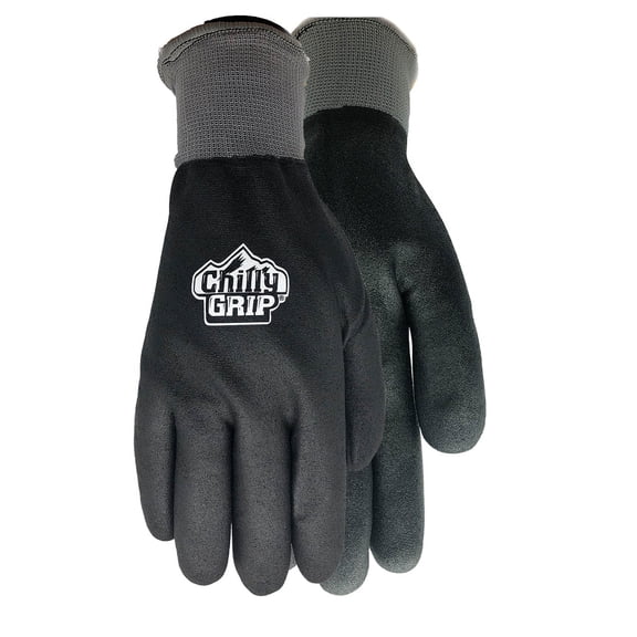 Red Steer, Chilly Grip A321 Waterproof Dip Gloves, Black and Gray, Thermal Knit Liner, Excellent Grip, Size Small, Sold Per Pair