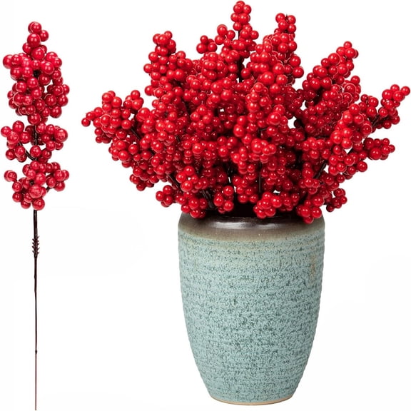 Red Stems, Holly Berry Stems, Red Berry Stems, Artificial Red Berry Branches Red Berry Branches Artificial Red Berry Home Decor with Branches Floral Arrangement 16PCS