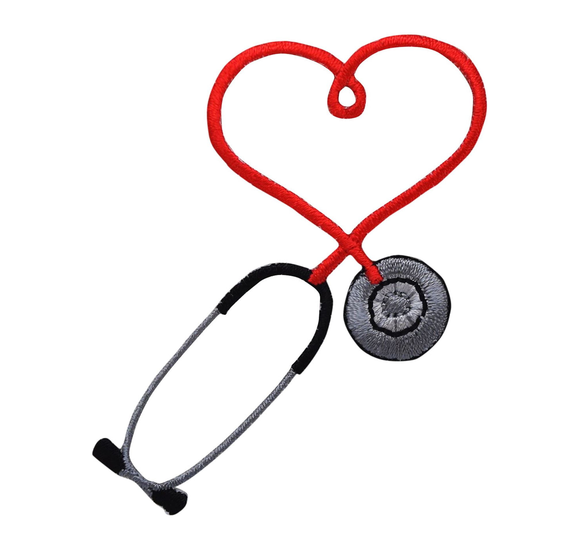 Red Stethoscope Medical/Heart Iron on Applique/Embroidered Patch