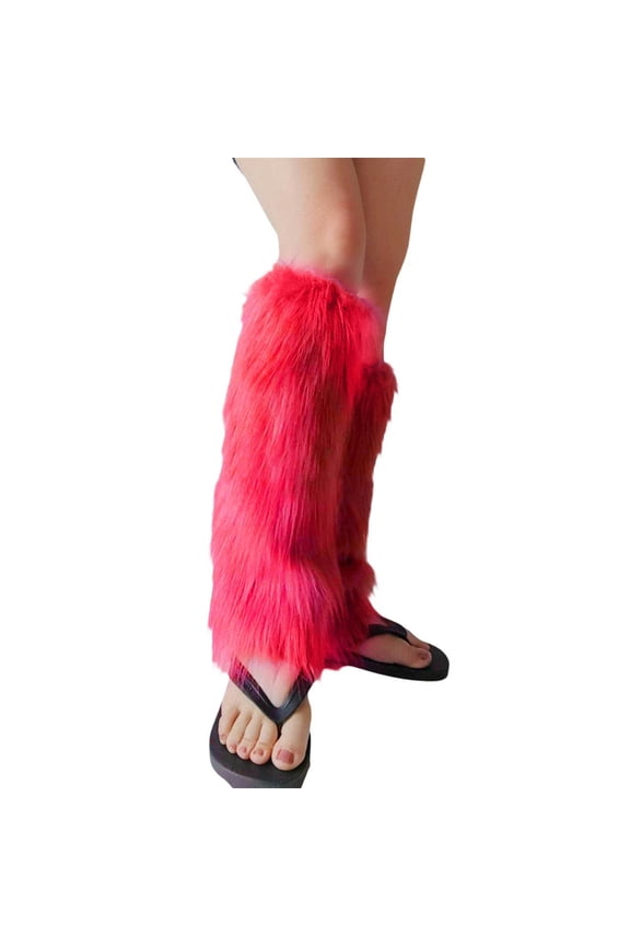 Red Stockings Furry Boot Cover Imitation Socks Shoe Cover Leg Cover Long Foot Cover Women's Leg Warmers Warm and Slim