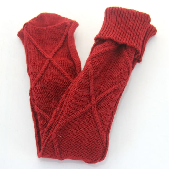 Red Stockings Women Autumn and Winter Solid Color Over The Knee Knit Socks