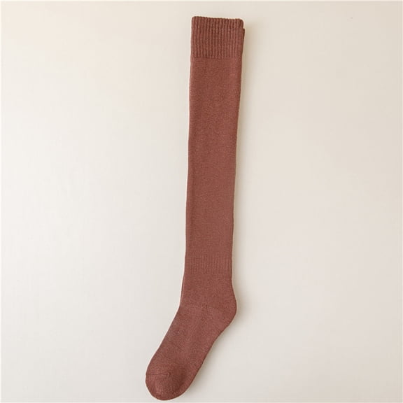 Red Stockings Women's Winter Thickening Warm Medium Length Over Knee Plush Socks