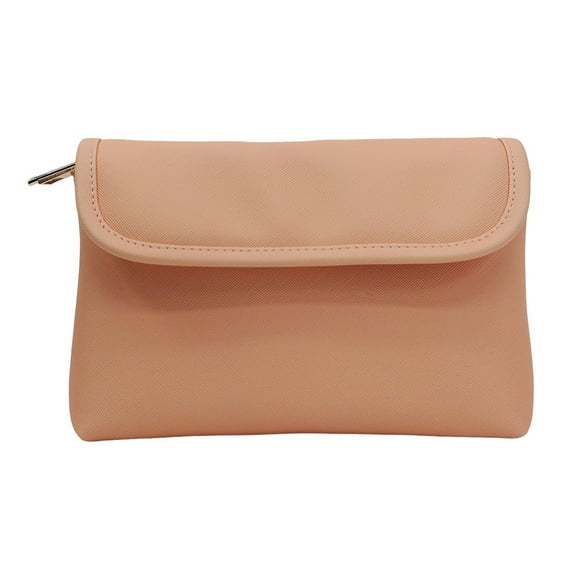 Red Stone Beauty Double Zip Foldover Makeup Bag Cosmetic Bag, Travel Pouch, Blush, 1 Count