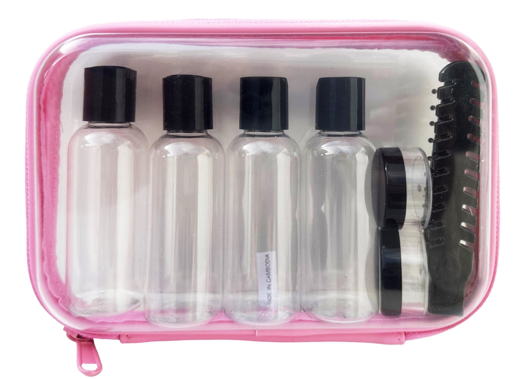Red Stone Beauty.  TSA Approved Toiletry Case, Clear Travel Makeup Bag, Waterproof, Carry-On Airline, Compliant, 8 Pieces, Clear