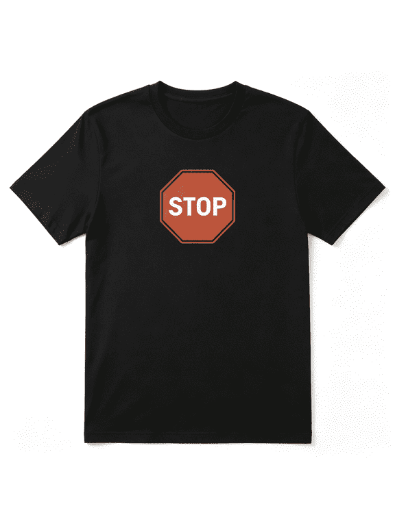 Red Stop Sign Octagon Figure Cool Graphic Tee for Men and Women, Funny Holiday Gift Cotton Short Sleeves T-Shirt