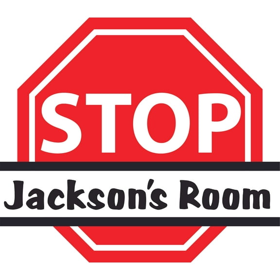 Red Stop Traffic Sign Warning Customized Wall Decal - Custom Vinyl Wall Art - Personalized Name - Baby Girls Boys Kids Bedroom Wall Decal Room Decor Wall Stickers Decoration Size (20x40 inch)