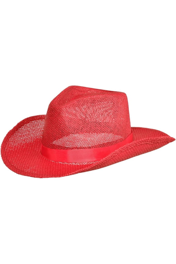 Red Straw Cowboy Hat Adult Size
