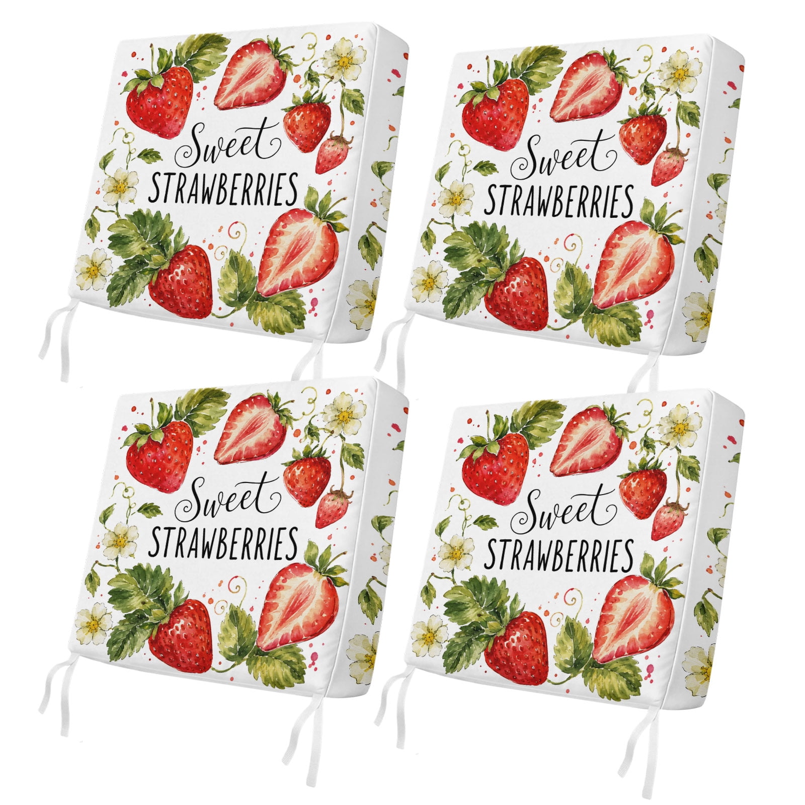 Red Strawberries 4 Pcs Patio Cushion Covers, Fruit Sweet STRAWBERRIES ...