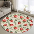 thumbnail image 1 of Red Strawberry 3ft Area Rug, Summer Fruits Farmhouse Leaves Floral Retro Washable Non-Slip Small Round Rugs for Entryway Bedroom Kitchen, Soft Circle Carpet for Dining Room, Playroom Nursery Rug, 1 of 9