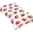 thumbnail image 1 of Red Strawberry Decorative Rectangle Tablecloth Summer Fruits Strawberry Leaves Polyester Table Cloths Kitchen Table Cover for Dining BBQ Picnic Coffee Table 60 x 84 Inch 6-8 Seats, 1 of 5