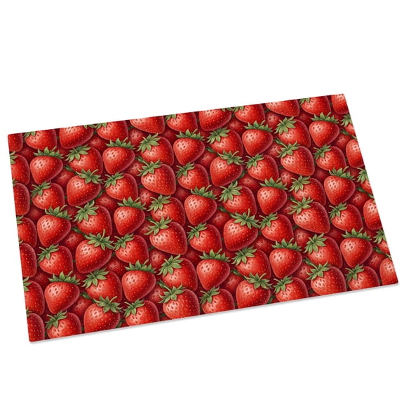 Red Strawberry Door Mat 16x24 Inch Modern Ruby Red Berry Fruit Entryway Rug with Non-Slip Rubber, Front Door Mat Indoor Floor Mats for Living Room Bathroom Bedroom Home Office