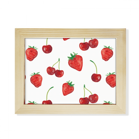 Red Strawberry Fruit Illustration Pattern Desktop Photo Frame Picture Art Decoration Painting 6x8 inch