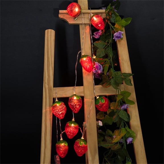 Red Strawberry Fruit LED String Light Room Festive Fairy Decoration Lamp Home Room Aesthetic Living Room Bedside Cozy Modern Minimalist Nightlight Gift Trendy Housewarming 165cm,1PC
