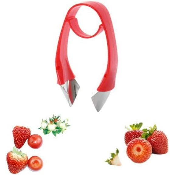 Red Strawberry Huller Stem Remover, Potato Corer, Pineapple Corer, Tomato Corer, Fruits and Vegetables Eye Peeler,Stainless Huller Fruit and Vegetable Tools, Portable Kitchen Gadget Corers and Pitters