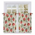 thumbnail image 1 of Red Strawberry Kitchen Curtains 54 Inch Length, Summer Fruits Farmhouse Leaves Floral Retro Tiers Curtains for Bathroom Bedroom Cafe, Light Filtering Small Window Treatment Drapes 2 Panels 42"Wx54"L, 1 of 8
