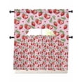 thumbnail image 1 of Red Strawberry Kitchen Curtains Sets for Windows 3 Piece, Summer Fruit Green Leaf Pink Watercolor Kitchen Curtains and Valances Tier Set 36 Inch Length Swag Curtain for Living Room Cafe Bathroom, 1 of 6