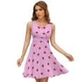 thumbnail image 1 of Red Strawberry Love Pattern Polka Dots Dress Summer Street Style Dresses Female Sleeveless Printed Sundress, 1 of 7