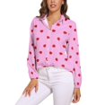 thumbnail image 1 of Red Strawberry Love Pattern Polka Dots Long Sleeve Blouse Woman Streetwear Casual Shirts Summer Oversize Woman Streetwear Clothing Birthday Present, 1 of 7