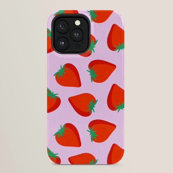 Red Strawberry Pattern Tough Case for Apple iPhone, Dual-Layer ...