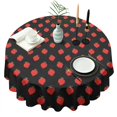 thumbnail image 1 of Red Strawberry Plants Black Pattern Round Tablecloth 60"x60",Wrinkle Wipeable Table Cloth for Kitchen Dining Room Picnic Patio Party, 1 of 6