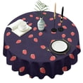 thumbnail image 1 of Red Strawberry Plants Dark Pattern Round Tablecloth 60"x60",Wrinkle Wipeable Table Cloth for Kitchen Dining Room Picnic Patio Party, 1 of 6
