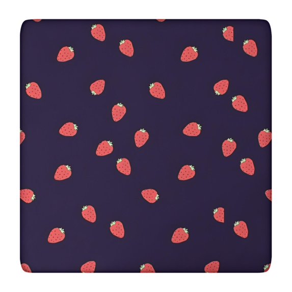 Red Strawberry Plants Dark Pattern Square Fitted Tablecloth with Elastic Edge,Square Table Cover,Washable Elastic Table Cover for Home Kitchen Party Decor 36"x36"