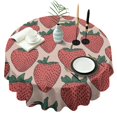 thumbnail image 1 of Red Strawberry Plants Fruit Beige Pattern Round Tablecloth 60"x60",Wrinkle Wipeable Table Cloth for Kitchen Dining Room Picnic Patio Party, 1 of 6