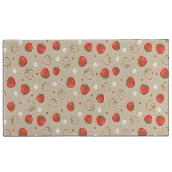 Red Strawberry Plants Fruit Door Rugs,Washable Non Slip Door Mats Indoor,Decorative Door Mats,Entry Mat Indoor for Entrance,Bedroom,Kitchen,Bathroom,17"x30"