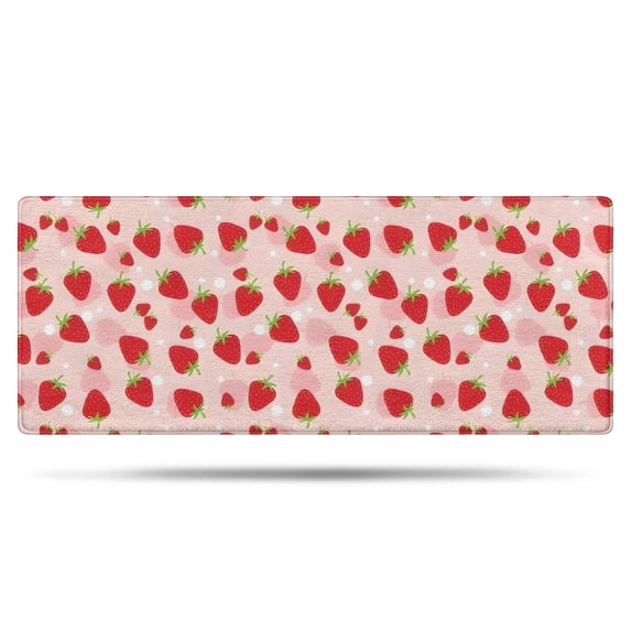 Red Strawberry Plants Fruit Dot Pink Pattern Bathroom Rugs Mat,Non Slip Microfiber Bathroom Rug,Rubber Backing,Soft Bathroom Mats for Bathroom Floor,Tub and Shower,60x24in(150x60cm)