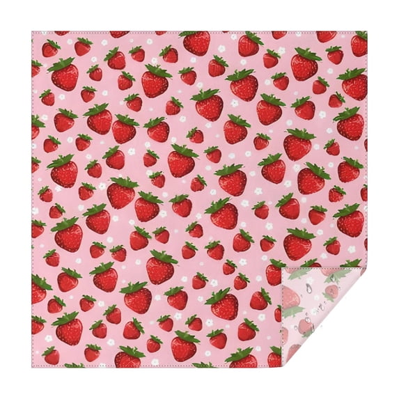 Red Strawberry Plants Fruit Dot Pink Pattern Square Tablecloth,Waterproof Square Table Cover,Wipeable Spillproof Washable Table Cover for Home Kitchen Party Decor 52"x52"(132x132cm)