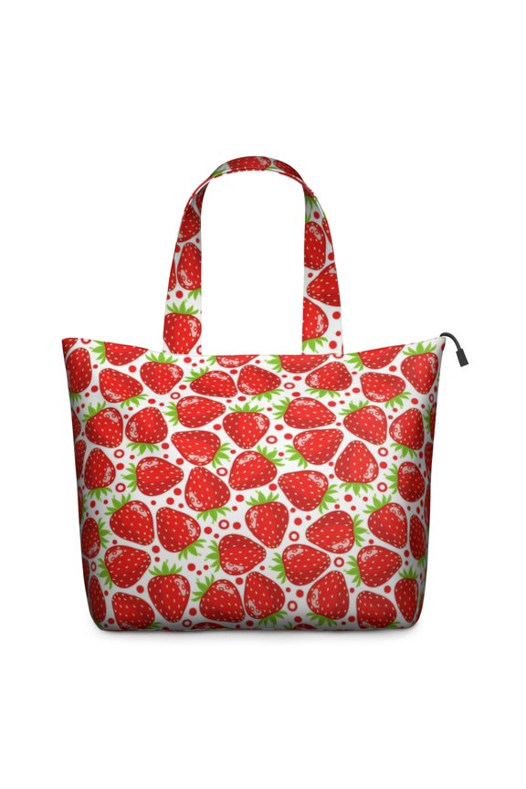 Red Strawberry Plants Fruit Dot Travel Tote Bags for Women Carry On,Large Weekender Bags for Women Travel,Multi Functional Duffle Bag for Work,Shopping,Sports