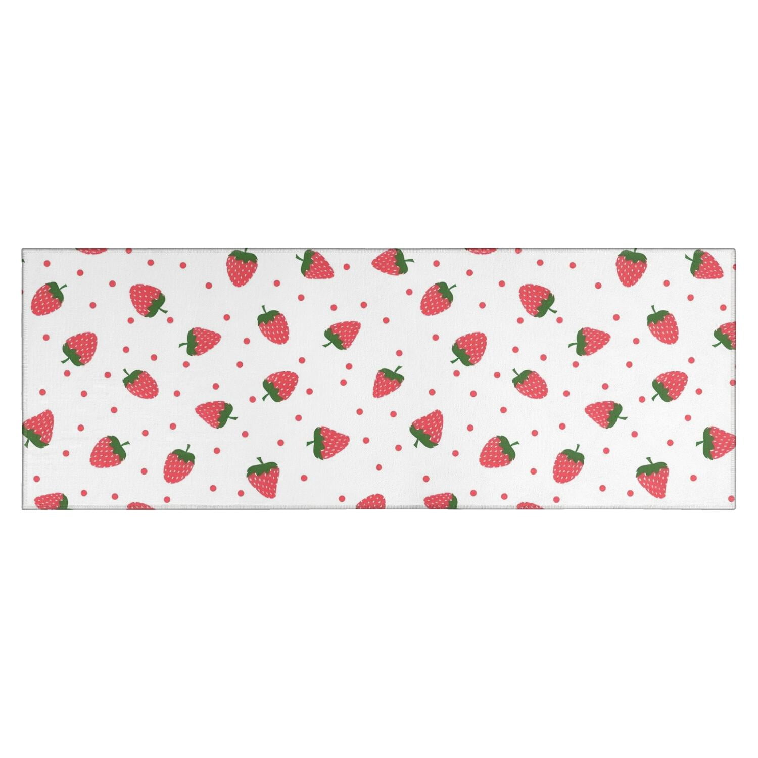 Red Strawberry Plants Fruit Dot White Pattern Kitchen Rug Mat,Kitchen ...