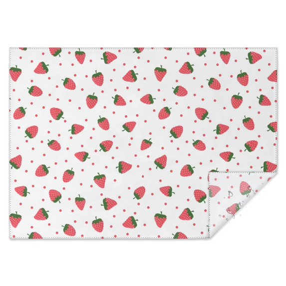 Red Strawberry Plants Fruit Dot White Pattern Rectangle Tablecloth 60"x84",Waterproof Polyester Rectangle Table Cloth, Wipeable Spillproof Polyester Tablecloth for Dining, Camping, Indoor and Outdoor