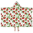 thumbnail image 1 of Red Strawberry Plants Fruit Flower Leaf Hooded Bath Towel，50"x30" for Ages 3 To 12 Kids, Quick Dry Lightweight Soft Microfiber Hood Beach Towel Cover Up for Kids, 1 of 7
