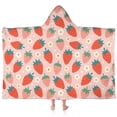 thumbnail image 1 of Red Strawberry Plants Fruit Flower Pink Pattern Hooded Bath Towel，60"x35" for Ages 3 To 12 Kids, Quick Dry Lightweight Soft Microfiber Hood Beach Towel Cover Up for Kids, 1 of 7