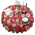 thumbnail image 1 of Red Strawberry Plants Fruit Flower Round Tablecloth 60"x60",Wrinkle Wipeable Table Cloth for Kitchen Dining Room Picnic Patio Party, 1 of 6