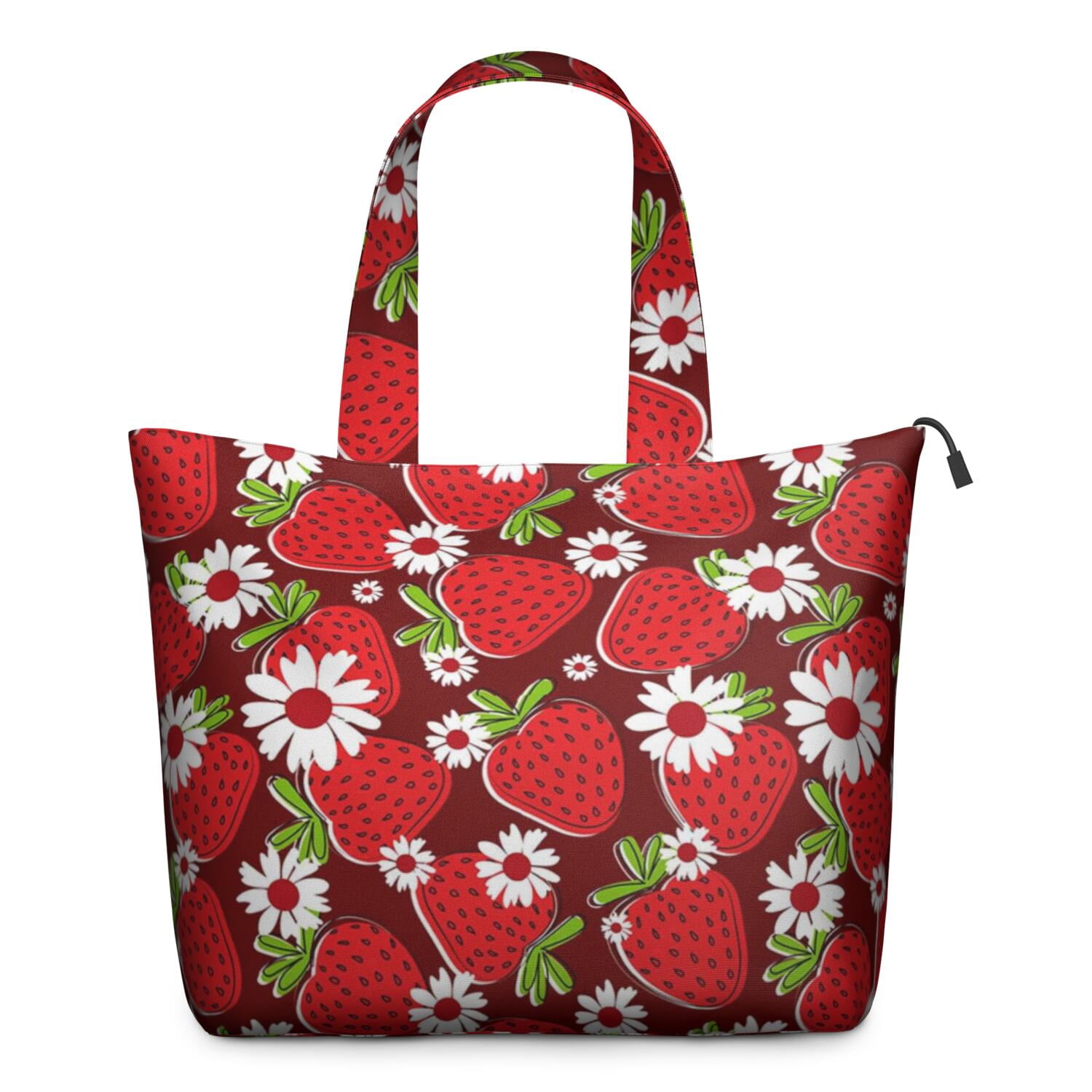 Red Strawberry Plants Fruit Flower Travel Tote Bags for Women Carry On,Large Weekender Bags for Women Travel,Multi Functional Duffle Bag for Work,Shopping,Sports