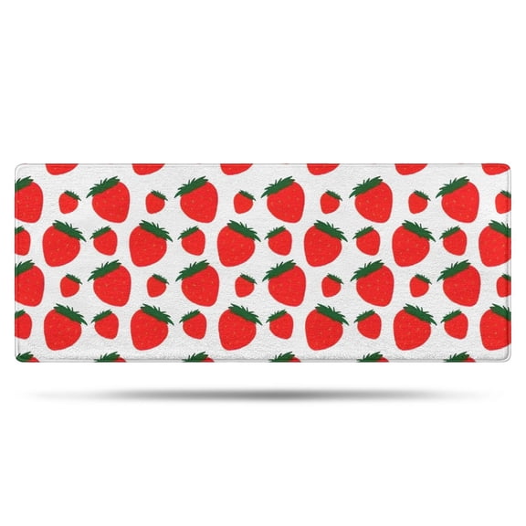 Red Strawberry Plants Fruit Green Leaf White Pattern Bathroom Rugs Mat,Non Slip Microfiber Bathroom Rug,Rubber Backing,Soft Bathroom Mats for Bathroom Floor,Tub and Shower,60x24in(150x60cm)