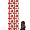 thumbnail image 1 of Red Strawberry Plants Fruit Green Leaf White Pattern Hot Yoga Mat Towel Non Slip for Hot Yoga - Quick-Drying Yoga Mat Cover with 4 Corner Pockets with Travel Bag - Hot Yoga Towel Non Slip 70"x26", 1 of 6
