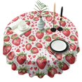 thumbnail image 1 of Red Strawberry Plants Fruit Heart Round Tablecloth 60"x60",Wrinkle Wipeable Table Cloth for Kitchen Dining Room Picnic Patio Party, 1 of 6