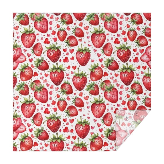 Red Strawberry Plants Fruit Heart Square Tablecloth,Waterproof Square Table Cover,Wipeable Spillproof Washable Table Cover for Home Kitchen Party Decor 60"x60"(152x152cm)