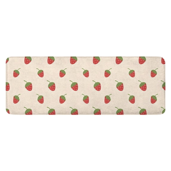 Red Strawberry Plants Fruit Light Beige Pattern Kitchen Rug Mat,Kitchen Runner Rugs Non Skid Washable,Decorative Kitchen Floor Mats for Kitchen,Sink,Laundry,17"x47.2"