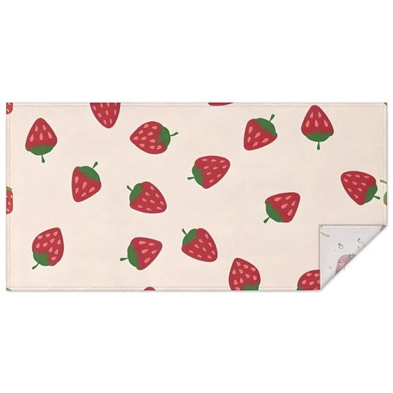 Red Strawberry Plants Fruit Light Pink Rectangle Tablecloth 60"x120",Waterproof Polyester Rectangle Table Cloth, Wipeable Spillproof Polyester Tablecloth for Dining, Camping, Indoor and Outdoor