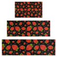 thumbnail image 1 of Red Strawberry Plants Fruit Pattern Black Pattern Kitchen Rugs Sets Of 3,Kitchen Runner Rugs Non Skid Washable,Decorative Kitchen Floor Mats for Kitchen,Sink,Laundry,17"x30"+ 17"x47" + 17"x59", 1 of 6