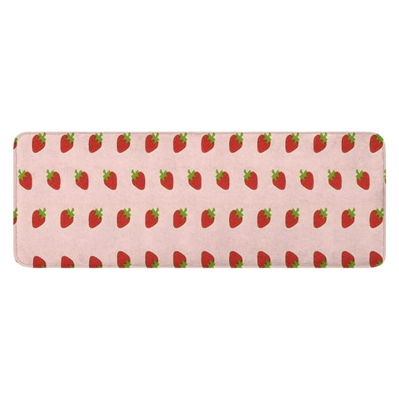 Red Strawberry Plants Fruit Pink Pattern Kitchen Rug Mat,Kitchen Runner Rugs Non Skid Washable,Decorative Kitchen Floor Mats for Kitchen,Sink,Laundry,17"x47.2"
