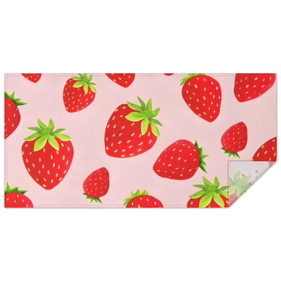 Red Strawberry Plants Fruit Pink Pattern Rectangle Tablecloth 60"x120",Waterproof Polyester Rectangle Table Cloth, Wipeable Spillproof Polyester Tablecloth for Dining, Camping, Indoor and Outdoor